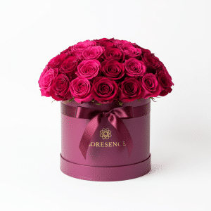 Dark Pink Roses in Box